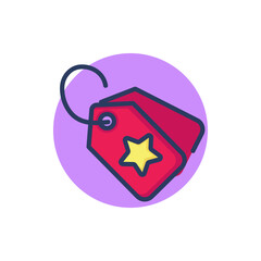 Tags with stars line icon. Bonus point, badge, label, discount outline sign. Loyalty program, marketing, commerce concept. Vector illustration for web design and apps