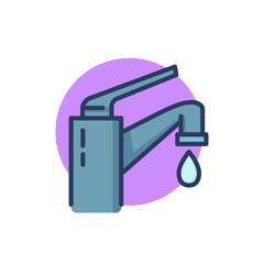 Tap thin line icon. Droplet, faucet, bath outline sign. Hygiene, hand washing, fresh water concept. Vector illustration  for web design and apps