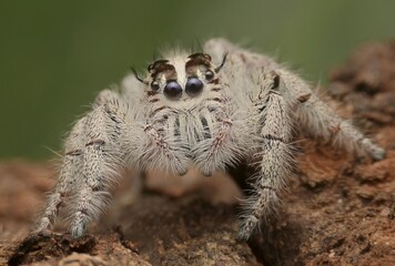 a close up of a jumping spider Hyllus Diardi 