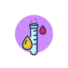 Water test thin line icon. Drops, tube, quality outline sign. Fresh water for drink, aqua, healthcare concept. Vector illustration for web design and apps