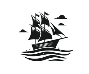 sailboat silhouette vintage symbol