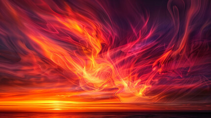 Fototapeta premium Twilight sky colors in abstract flames add sunset warmth to evening photos.