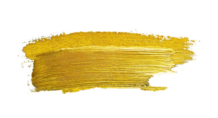 gold stroke of paint texture isolated on transparent background