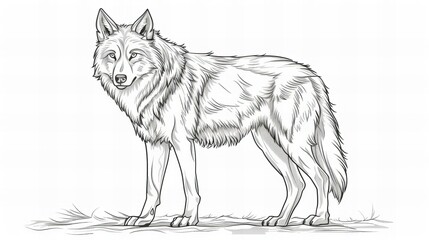 Fototapeta premium sketch of a wolf for coloring book, isolated on white