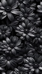 black and white background with flowers use for smartphone wallpaper