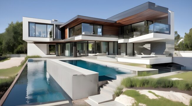 Modern Luxurious Villa with garden and swimming pool.
