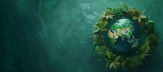 world globe surrounded by leaves