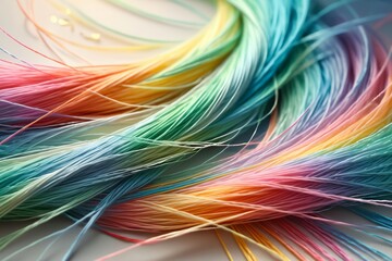 multi-colored bright threads in pastel colors
