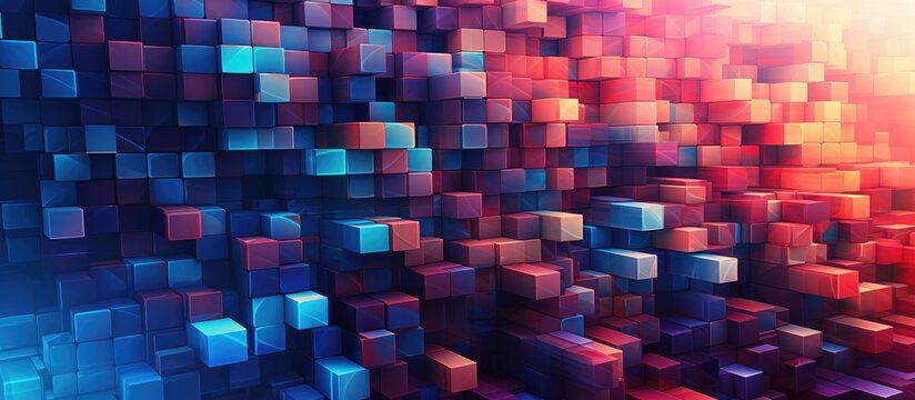 Dazzling Digital Pixel Pattern A Vibrant 3D of Geometric Cubes and Gradient Hues