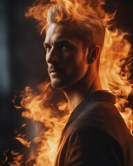 Portrait of a Man Surrounded by Fire
