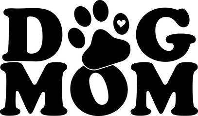 Dog Mom Graphic Design with Paw Print and Heart