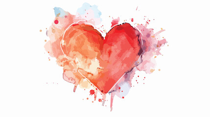 Watercolor illustration. Red heart