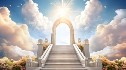 Meeting God, Symbol of Christianity,Open Bible Sky Clouds Background