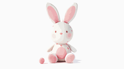 White and pink stuffed bunny with shade flat vector isolated