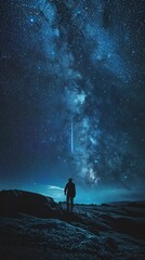A night sky suddenly illuminated by a meteor shower, blending awe with the unpredictability of the universe - obrazy, fototapety, plakaty