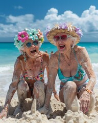 Senioren haben Spaß am Strand, made by AI