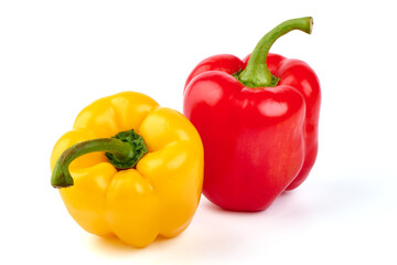 Ripe bell peppers, isolated on white background.