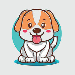 Cheerful Dog Sitting Cartoon Character