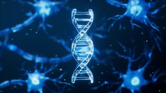 DNA and biology nerve cell background, 3d rendering.

