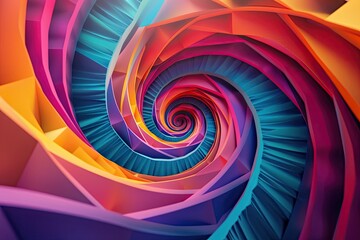 3D geometric vortex spiraling inward - obrazy, fototapety, plakaty