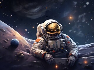 Generative AI. Sleeping Astronaut Floating In A Spaceship T-shirt
