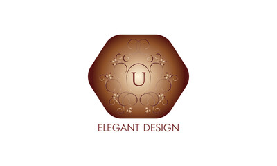 Exquisite monogram design with the initial U. Emblem logo restaurant, boutique, jewelry, business.