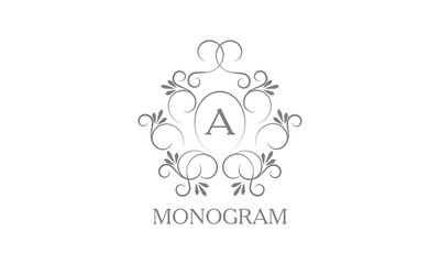 Stylish, elegant initial letter A monogram design in vector style. Emblem, logo for restaurant, boutique, jewelry, business.