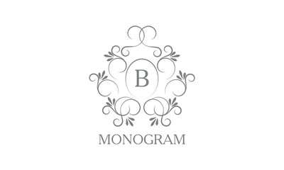 Stylish, elegant initial letter B monogram design in vector style. Emblem, logo for restaurant, boutique, jewelry, business.