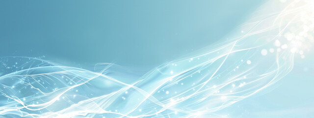 abstract bright white light linear wave, light blue futuristic technology digital background