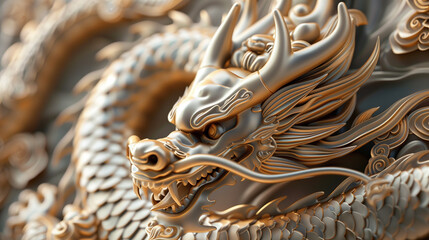 Illustrator golden dragon in the Chinese style, Generative AI - obrazy, fototapety, plakaty