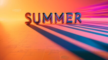 Vibrant Summer Sunset with Bold 3D Text Effect