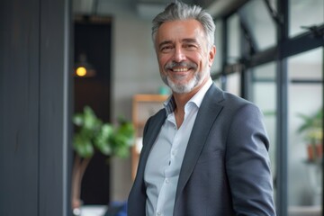 Fototapeta premium Happy confident middle aged businessman, CEO, 50 year old leader.