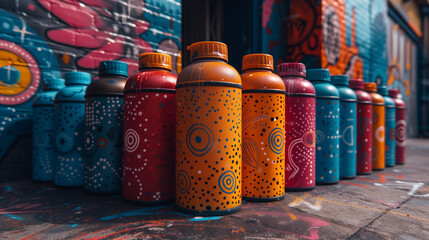 Abstract shapes and dynamic lines emerge from custom graffiti spray cans, telling stories untold-1