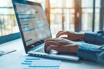 Project manager working on laptop