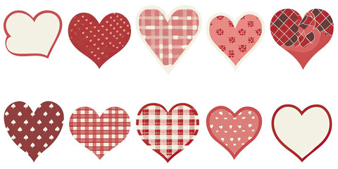 Heart shapes, cut out hearts on white background, love red Valentine's Day multiple set, generated ai