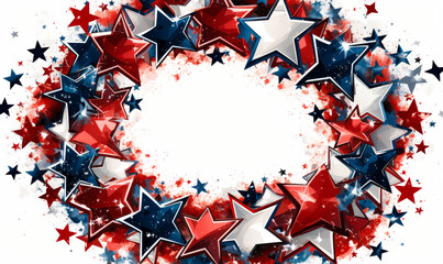 Election Day Patriotic Design - Circular Frame with Red, White, and Blue Stars - American Flag Inspired Illustration