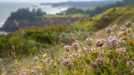 Coastal Blossoms: Nature's Flourish in Focus. Generative AI