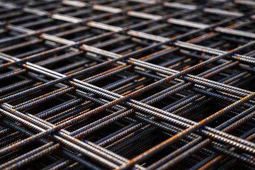 Rusty fittings. rusty construction metal mesh. Rusty Metal armature net for building construction....