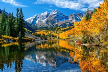 A scenic landscape with vibrant autumn colors.