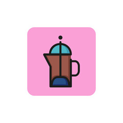 Line icon of coffeepot. Drink, beverage, home coffee. Coffee concept. Can be used for topics like food and drink, unhealthy eating, domestic life