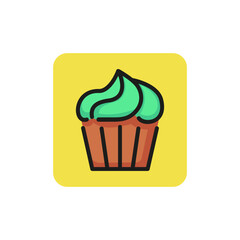 Line icon of cupcake with whipped cream. Dessert, fast food, bakery. Sweet food concept. Can be used for topics like food, unhealthy eating, gastronomy