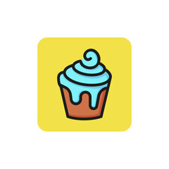 Line icon of cupcake with wiped cream. Dessert, fast food, sugar. Sweet food concept. Can be used for topics like food, unhealthy eating, gastronomy