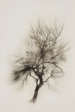 A stylized tree drawn in black pencil on a white background