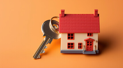 House Shaped Keychain With Red Roof