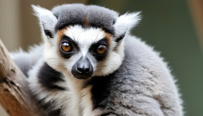 Naklejka premium A Lemur With Its Fur Fluffed Up Trying To Appear