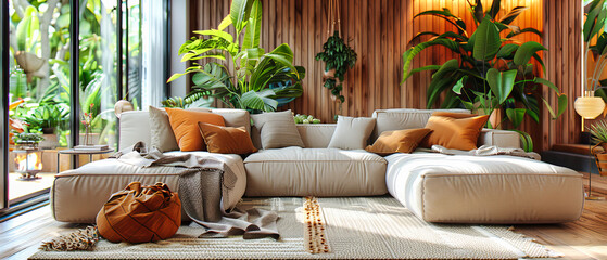 Stylish Modern Living Room with Chic Decor and Comfortable Seating, Ideal for Urban Apartments
