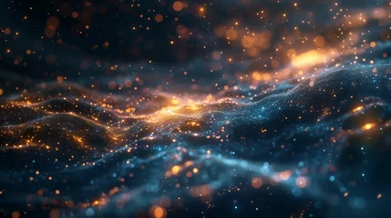 Foto op Plexiglas A digital depiction of a cosmic landscape featuring a galaxy floating in space © Валерія Ігнатенко