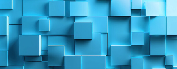 Obraz premium Modern Abstract Background with a Cool Blue Palette. 3D Cubes with a Smooth Texture and Deep Shadows.