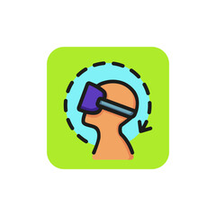 Icon of man in virtual reality simulator. Turning head, gaming, digital world. Interactivity concept. Can be used for topics like virtual reality, technology, entertainment