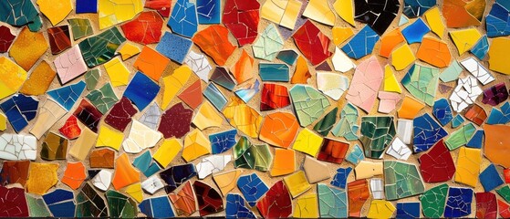 A mosaic of colorful tiles in an artistic pattern